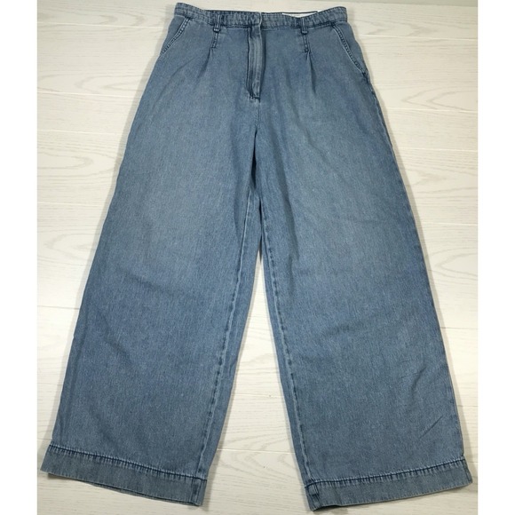 rag & bone Denim - rag & bone Aurora Pleated Jeans Women 31 Blue Wide Leg Lightweight Cotton Boho